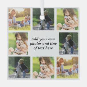 Ornement En Verre Faites votre propre collage photo et texte