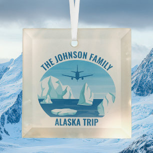Ornement En Verre Famille Alaska vacances Custom Glacier Noël