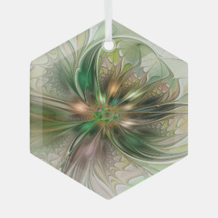 Ornement En Verre Fantaisie Abstraite Moderne Fleur Fractale Colorée