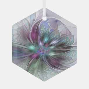 Ornement En Verre Fantaisie Abstraite Moderne Fractale Fleur Colorée