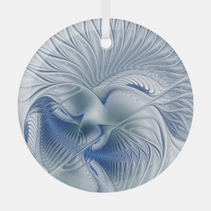 Ornement En Verre Fantaisie dynamique Abstrait Tons bleus Art fracta