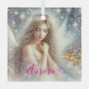 Ornement En Verre Fée de neige éthérée aquarelle festive féminine