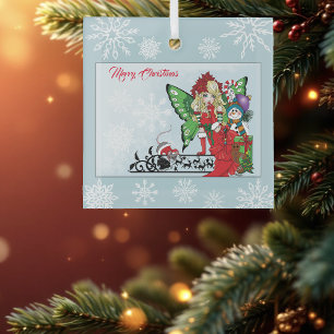 Ornement En Verre Fée de Noël Fantaisiste Cadeaux de Fêtes Bleu