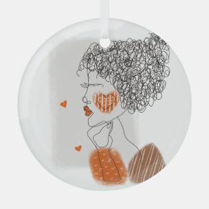 Ornement En Verre Femme de mode : Lignes noires Graphiques
