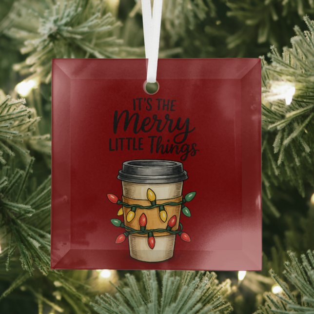 Ornement En Verre Festive Coffee Cup Christmas Sticker (Insitu)