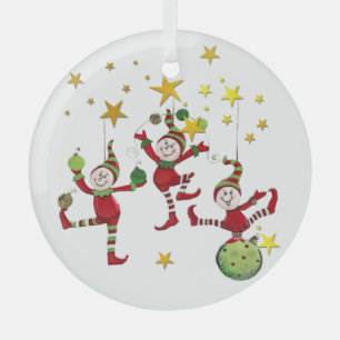 Ornement En Verre Festive Elves Christmas