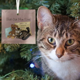 Ornement En Verre Fête des Mères Rose Tabby Cozy