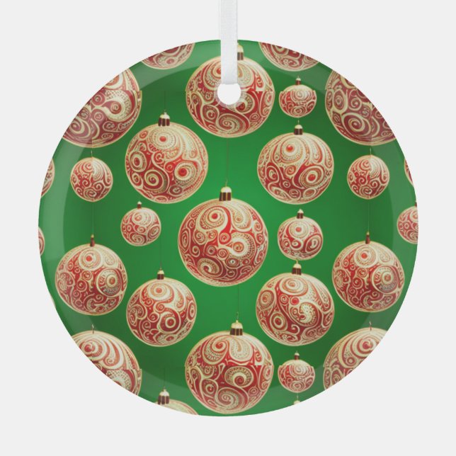 Ornement En Verre Fête rouge et verte (Recto)