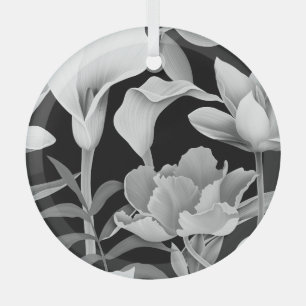 Ornement En Verre Feuille de fleur tropicale : Motif sans couture