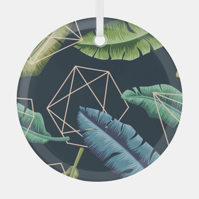 Ornement En Verre Feuilles Abstraits : Ligne Polygonale Sans Couche. (Recto)