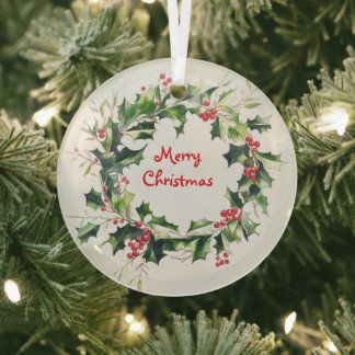 Ornement En Verre Feuilles creux et couronnes de baies