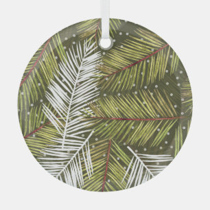 Ornement En Verre Feuilles d'aquarelle verte : Illustration transpar