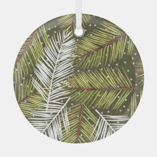 Ornement En Verre Feuilles d'aquarelle verte : Illustration transpar