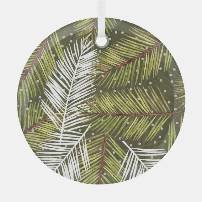 Ornement En Verre Feuilles d'aquarelle verte : Illustration transpar (Recto)