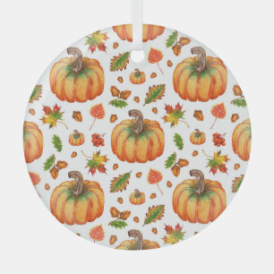 Ornement En Verre Feuilles d'automne, glands : motif d'aquarelle.