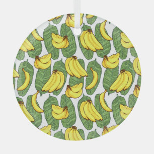 Ornement En Verre Feuilles de bananes : Motif de fruits tropicaux