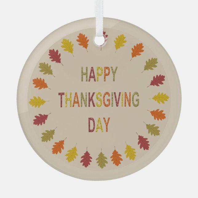 Ornement En Verre Feuilles de chêne de Thanksgiving (Recto)