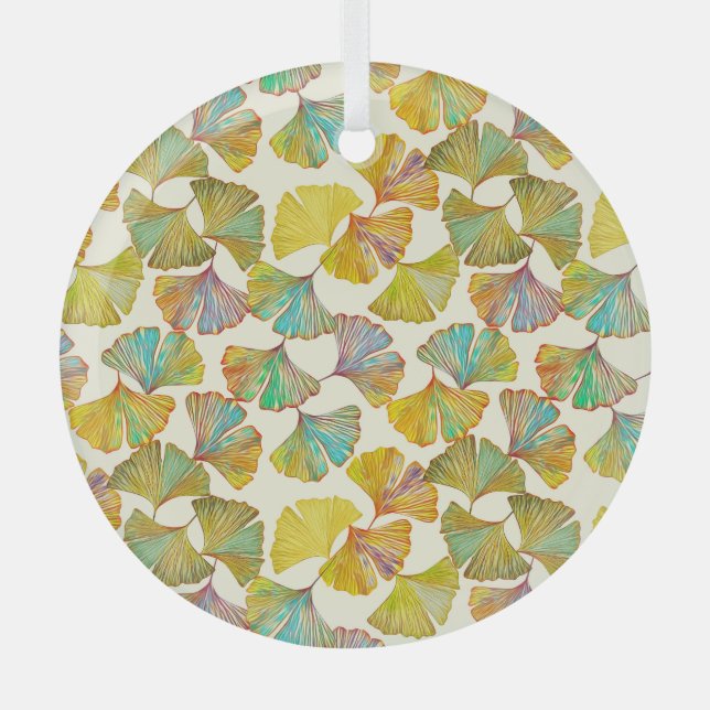 Ornement En Verre Feuilles de Gingko : Art Abstrait floral (Recto)