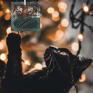 Ornement En Verre Feuilles de la jungle verte de Tiger