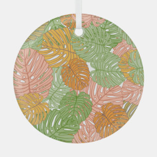 Ornement En Verre Feuilles de monstère tropicale, coloré et transpar