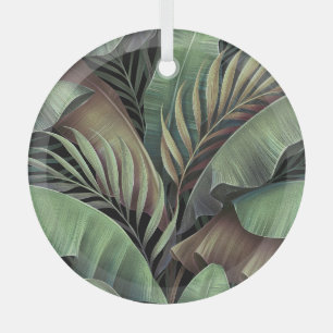 Ornement En Verre Feuilles de palmiers tropicaux, illustration 3D de