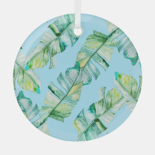 Ornement En Verre Feuilles tropicaux aquarelle, illustration transpa