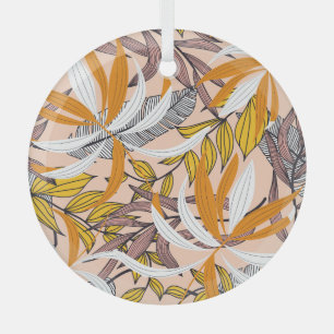 Ornement En Verre Feuilles tropicaux colorés, motif arrière - plan b