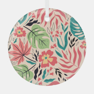 Ornement En Verre Feuilles tropicaux et fleurs : Fusion Vintage