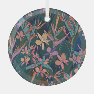 Ornement En Verre Feuilles tropicaux, fleurs : vintages.