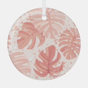 Ornement En Verre Feuilles tropicaux : motif vintage à main.