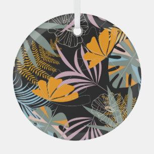 Ornement En Verre Feuilles tropicaux : Vintage foncé.