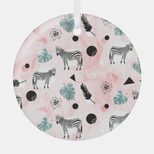 Ornement En Verre Feuilles tropicaux Zebras Cravate-Dye Motif
