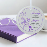 Ornement En Verre Février Violets Floral Améthyste Anniversaire Keep<br><div class="desc">Février a en fait trois fleurs pour célébrer les anniversaires pour ce mois : violets, primroses et iris. Ce design présente la beauté des violets. La pierre angulaire de Février est l'améthyste. Ce design présente les fleurs et les pierres précieuses ainsi que le nom du destinataire en couleur améthyste. Nous...</div>