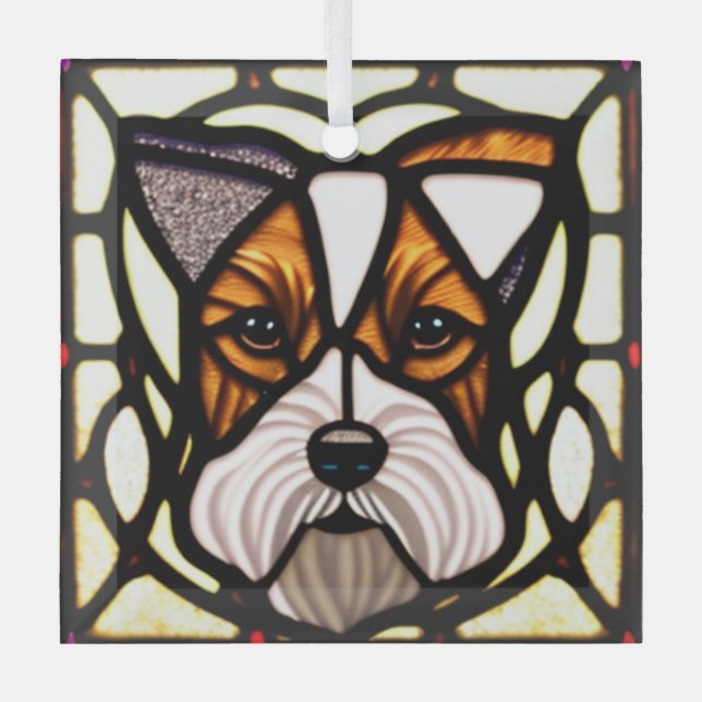 Ornement En Verre Fil Fox Terrier "Verre Tiré" (Recto)