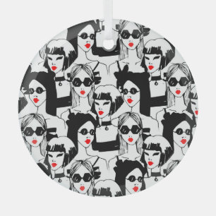 Ornement En Verre Filles de mode, modèle, lunettes de soleil, motif 
