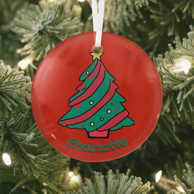 Ornement En Verre Filles Nom Arbre de Noël (Insitu)