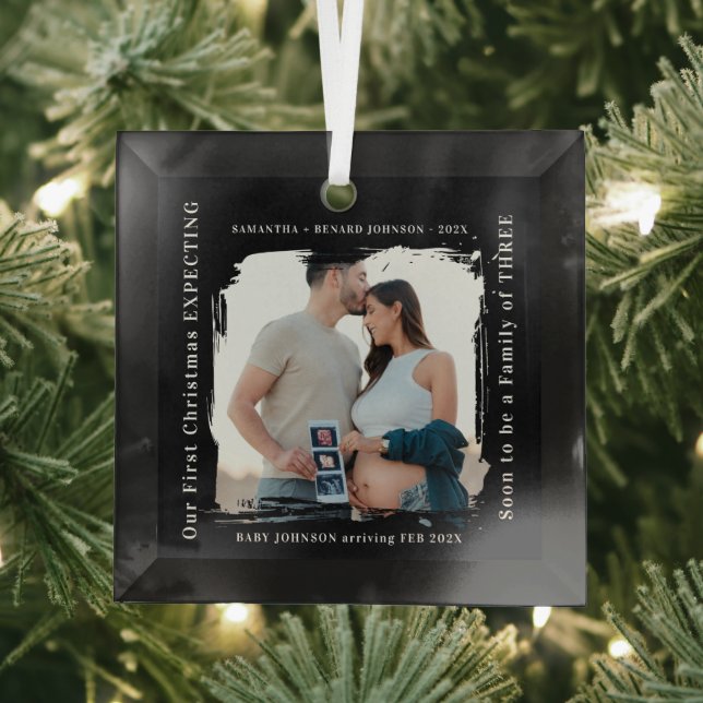 Ornement En Verre First Christmas Expecting Pregnancy Announcement  (Insitu)