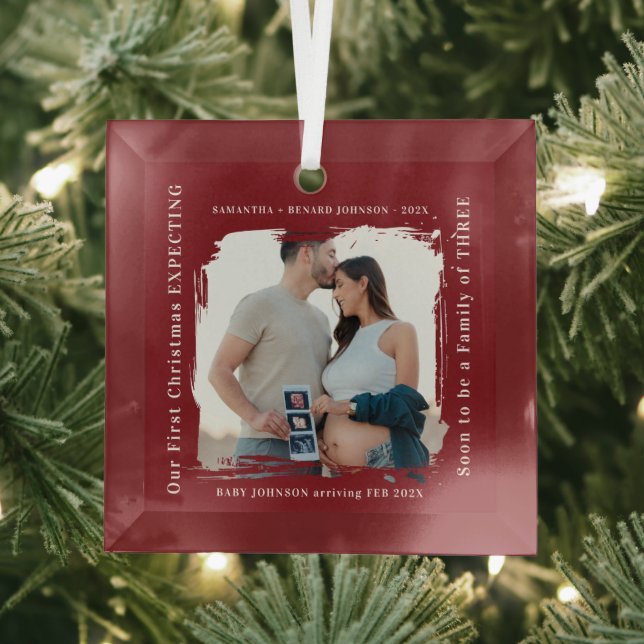 Ornement En Verre First Christmas Expecting Pregnancy Announcement  (Insitu)