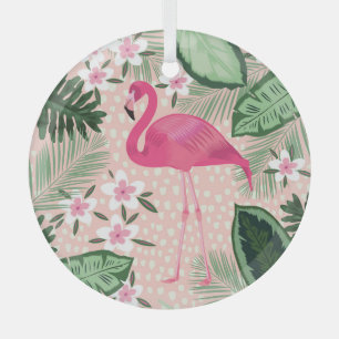 Ornement En Verre Flamant rose, palmiers, design de cuisine