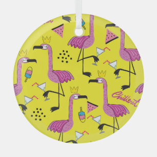 Ornement En Verre Flamant rose rose : Motif de mode d'été