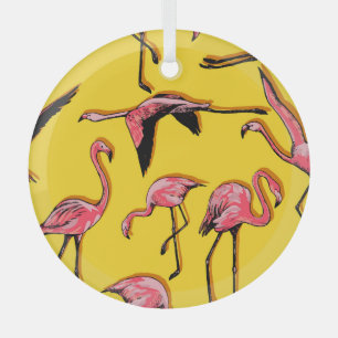 Ornement En Verre Flamants roses à main Vintage Arrière - plan sans