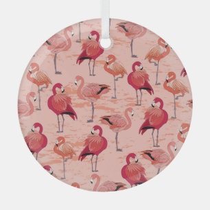 Ornement En Verre Flamants roses roses : Motif Tropical sans couture