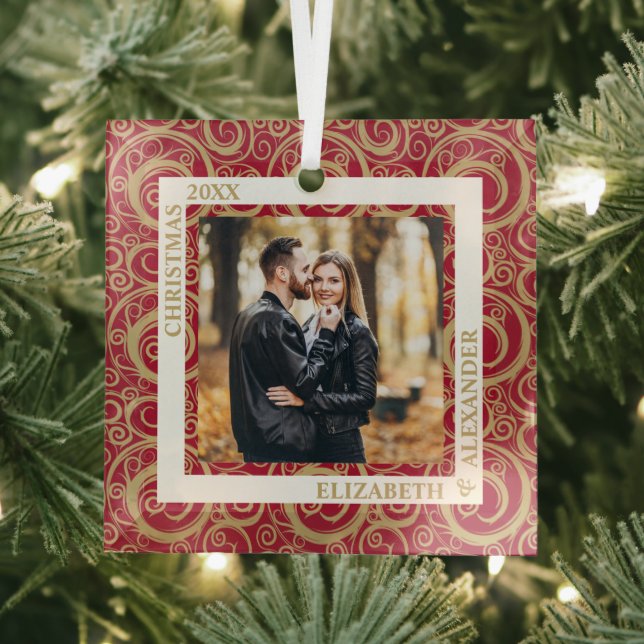 Ornement En Verre Flèches d'or Photo Cranberry (Insitu)