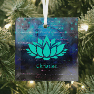 Ornement En Verre Fleur de Lotus blanc sur Bokeh Sky et écriture su
