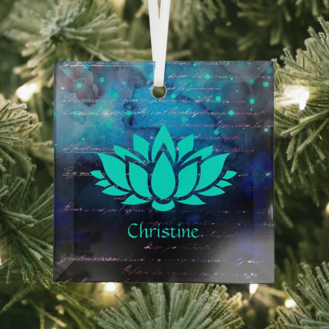 Ornement En Verre Fleur de Lotus blanc sur Bokeh Sky et écriture sub (Insitu)