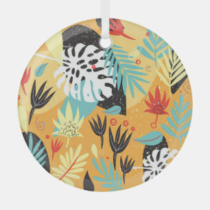 Ornement En Verre Fleur de Monstera : illustration botanique vintage