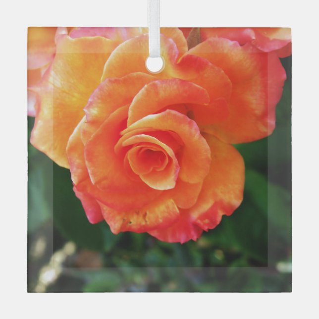 Ornement En Verre Fleur de rose orange (Recto)