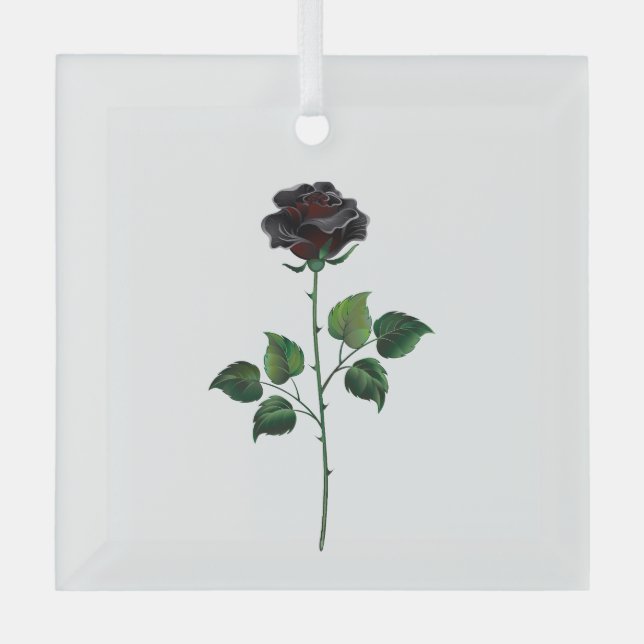 Ornement En Verre Fleur rose noire (Recto)