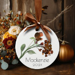 Ornement En Verre Fleur sauvage | Terracotta Orange Bohemian Custom<br><div class="desc">Joli fleur sauvage bohème peint à la main et d'aquarelle est assez simple et sophistiqué pour apporter juste un peu de couleur tout en maintenant une ambiance minimaliste moderne mais rustique. De la collection "Bohemian Wildbiooms", ce design présente une fleur sauvage naturelle, terreuse, donnant un sentiment "fraîchement cueilli du jardin"...</div>