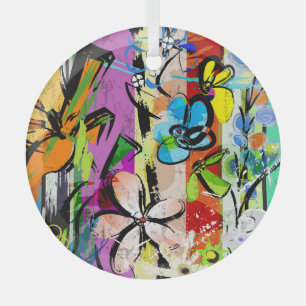 Ornement En Verre Fleurs Abstraites, Composition des lignes géométri